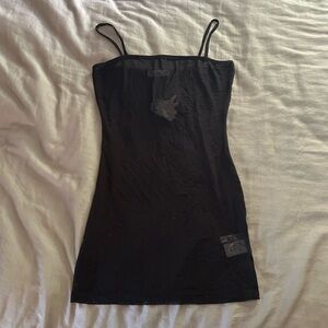 Black mesh mini dress